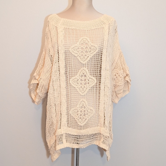 Dex Crochet Beige Beach Cover Up/Top - Picture 7 of 9